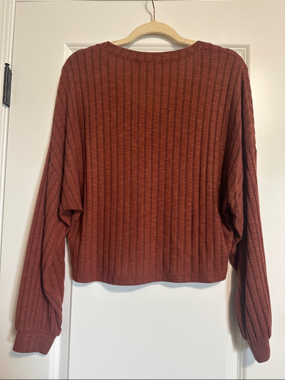 Lulu's Rust Ribbed V-Neck Sweater - Picture 4 of 4